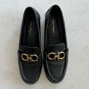 Salvatore Ferragamo Gancini Logo Leather Loafers, Reversible Logo